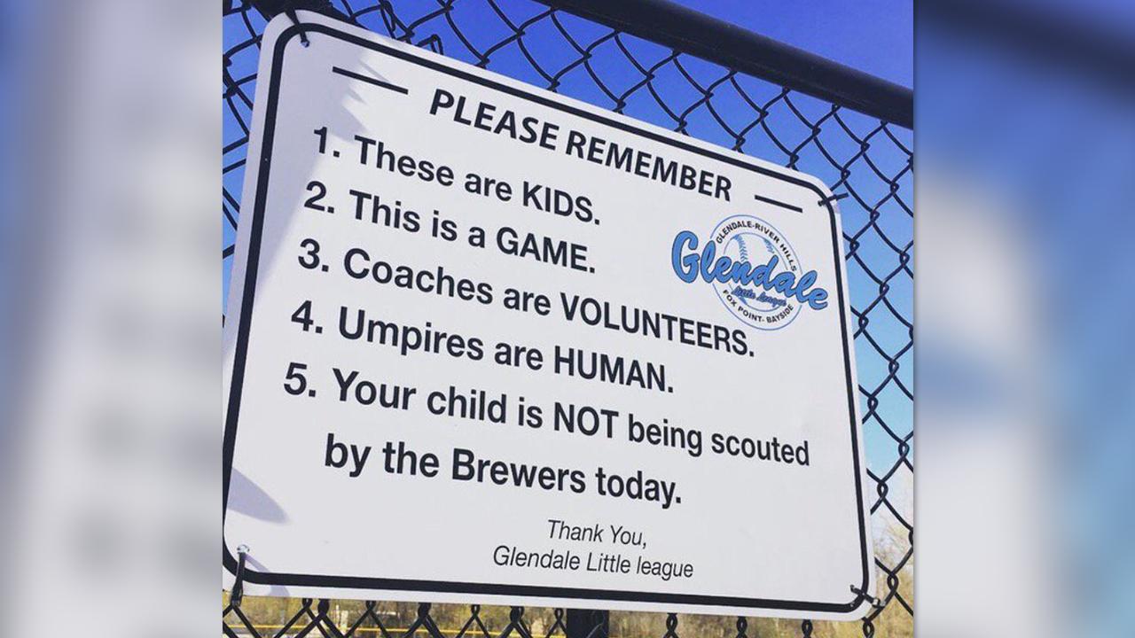 Wisconsin Little League sign offers advice...  for the parents