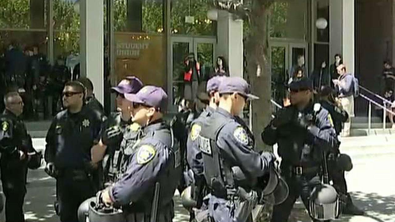 Berkeley protests underway as police line streets