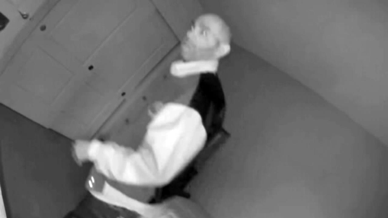 Creepy burglar suspect stalks elderly woman's apartment