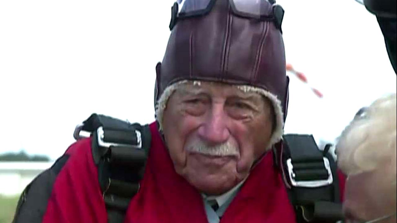 WWII veteran goes skydiving for 96th birthday