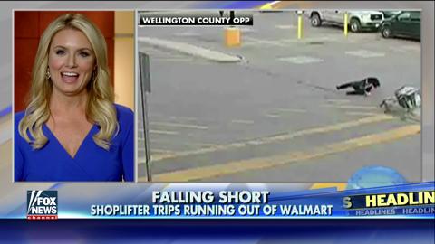 Shoplifter trips, faceplants, running out of Walmart