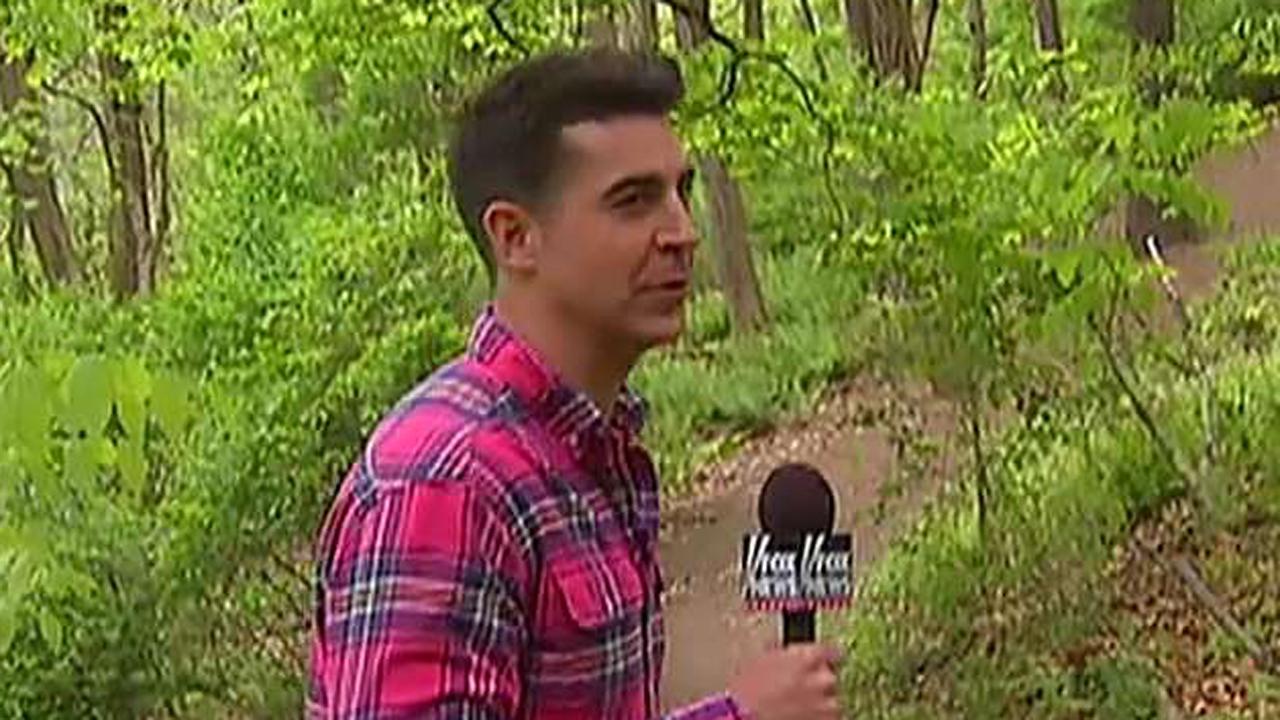 Jesse Watters searches the woods for Hillary Clinton