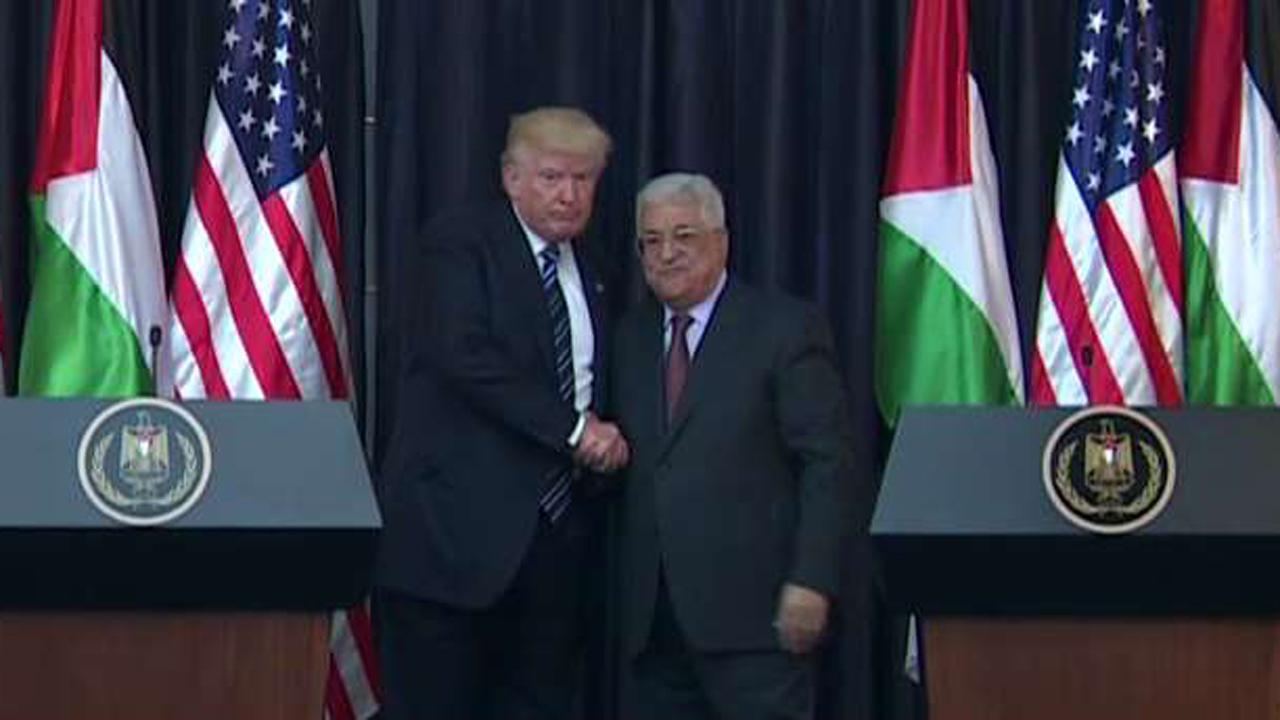 President Trump addresses the press in Palestine