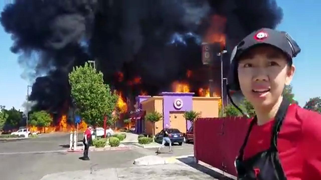 Workers flee after tanker fire explodes outside restaurant