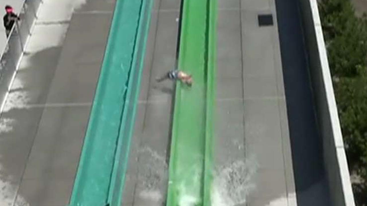 10-year-old boy falls off water slide