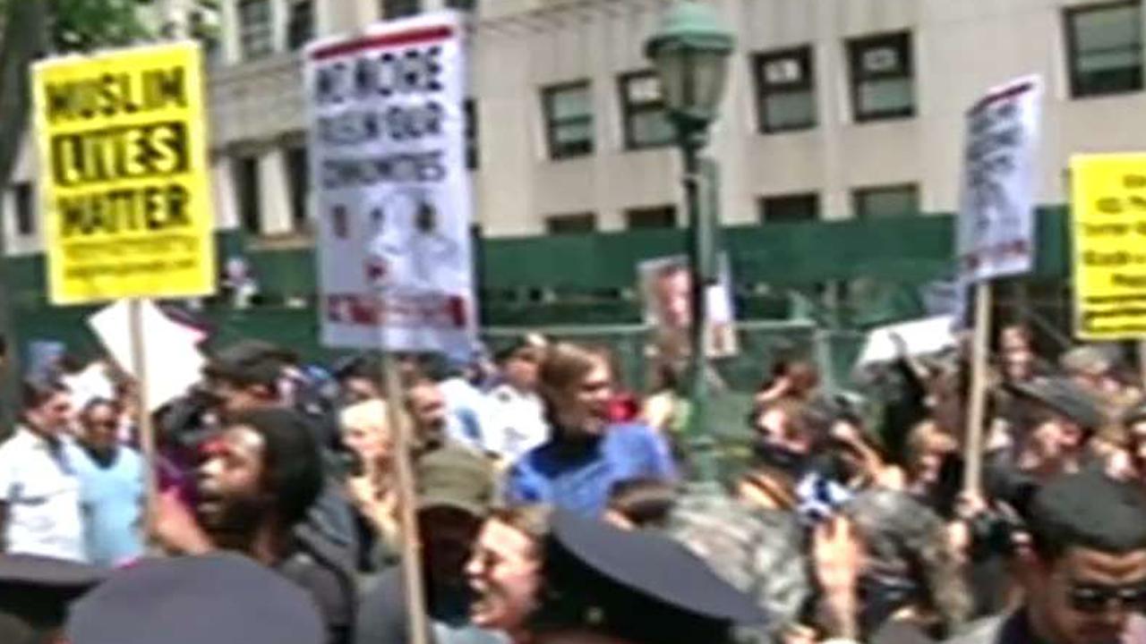 Anti-Sharia law march and counter protest take place in NYC