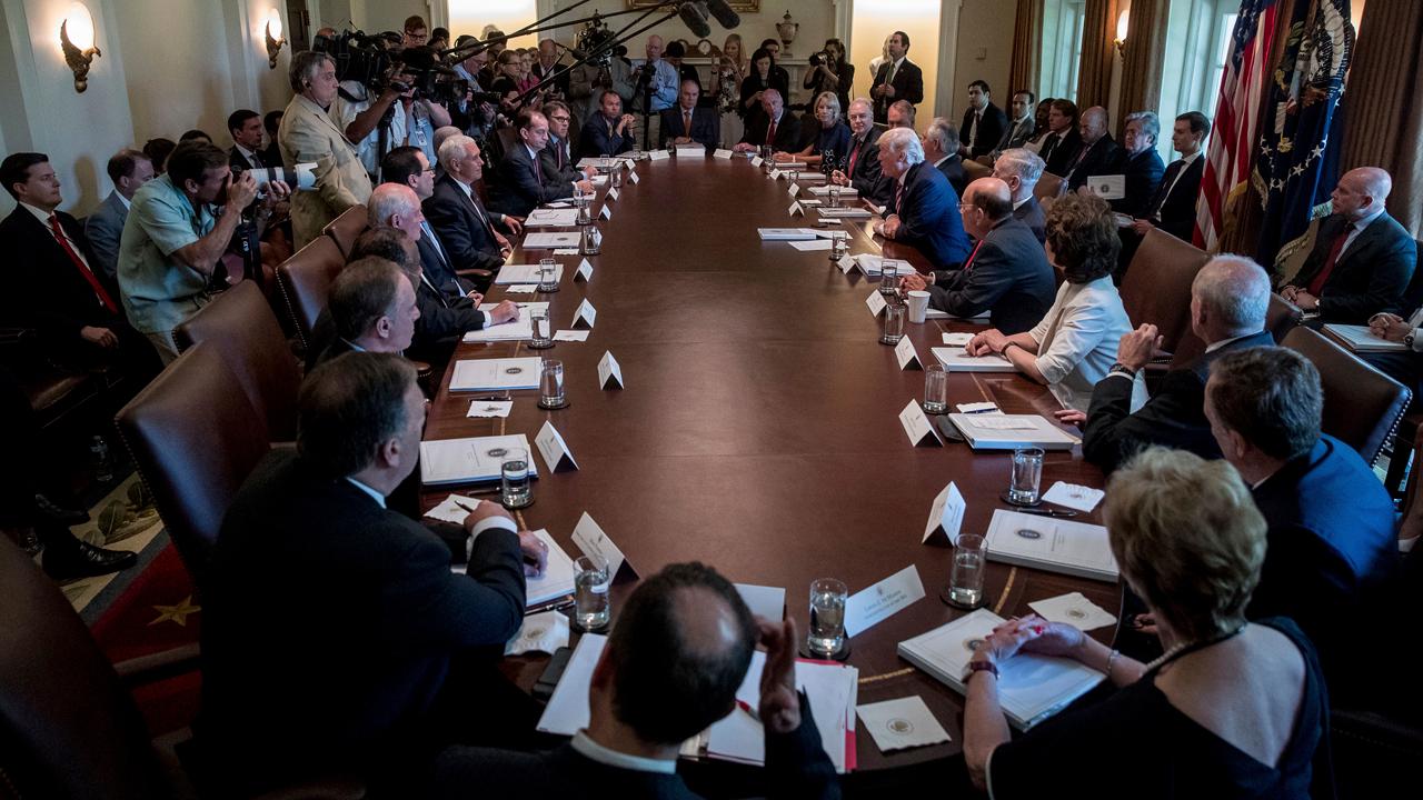 President Trump holds first full Cabinet meeting