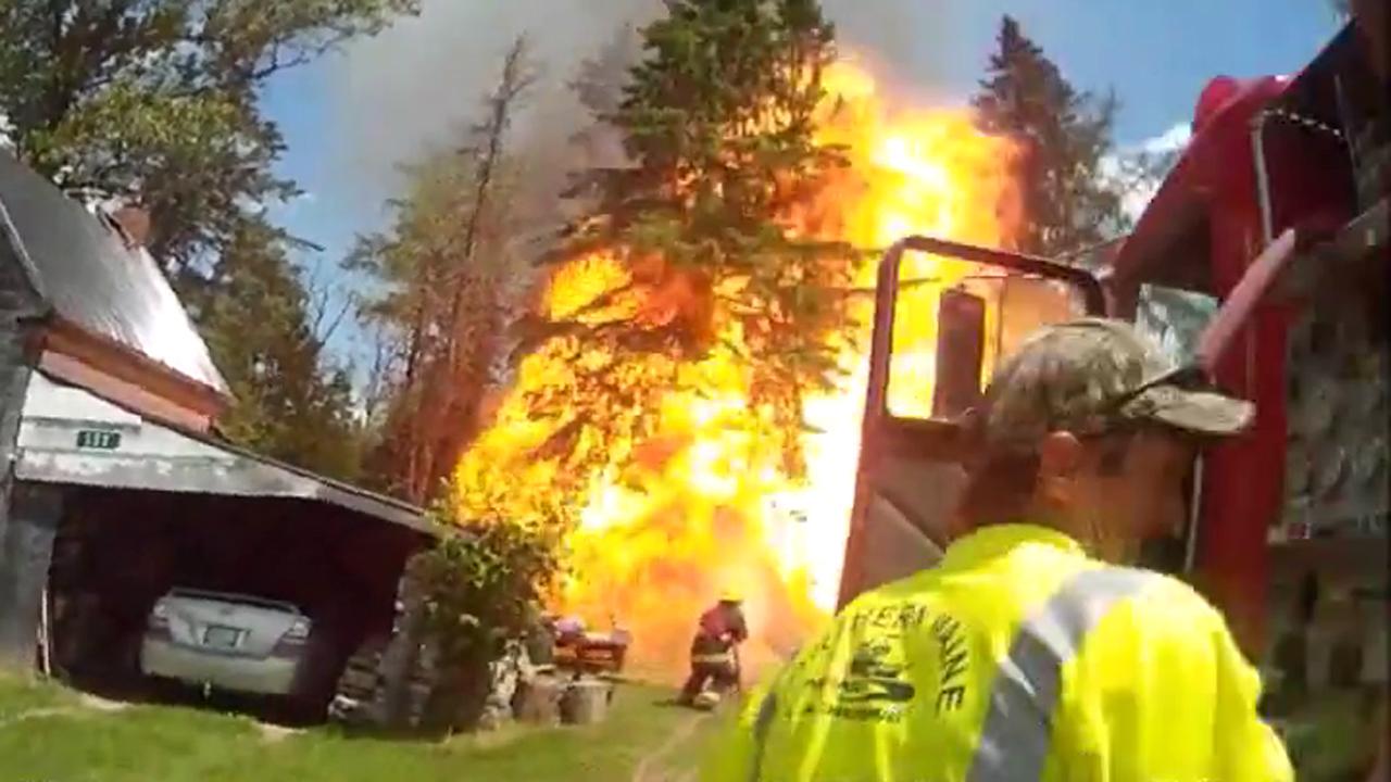 Massive explosion tosses first responders to ground