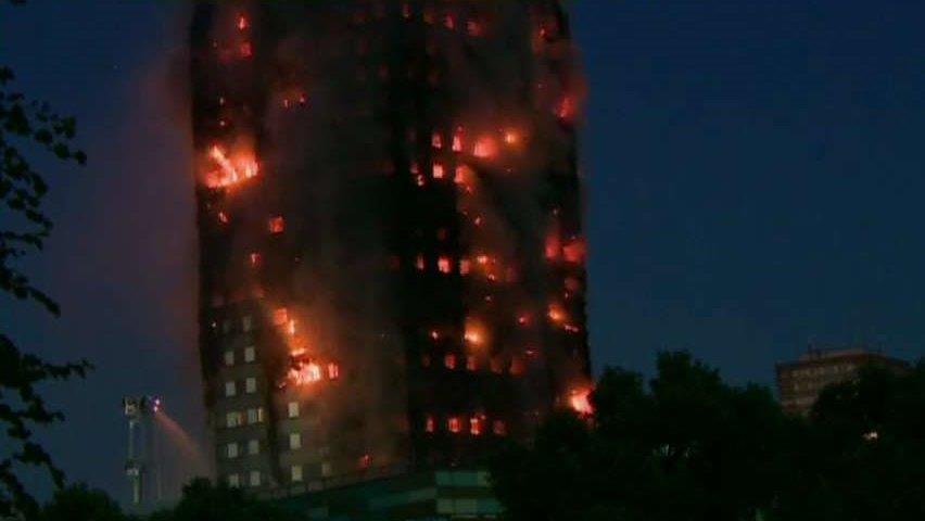Massive fire blazes through London high-rise