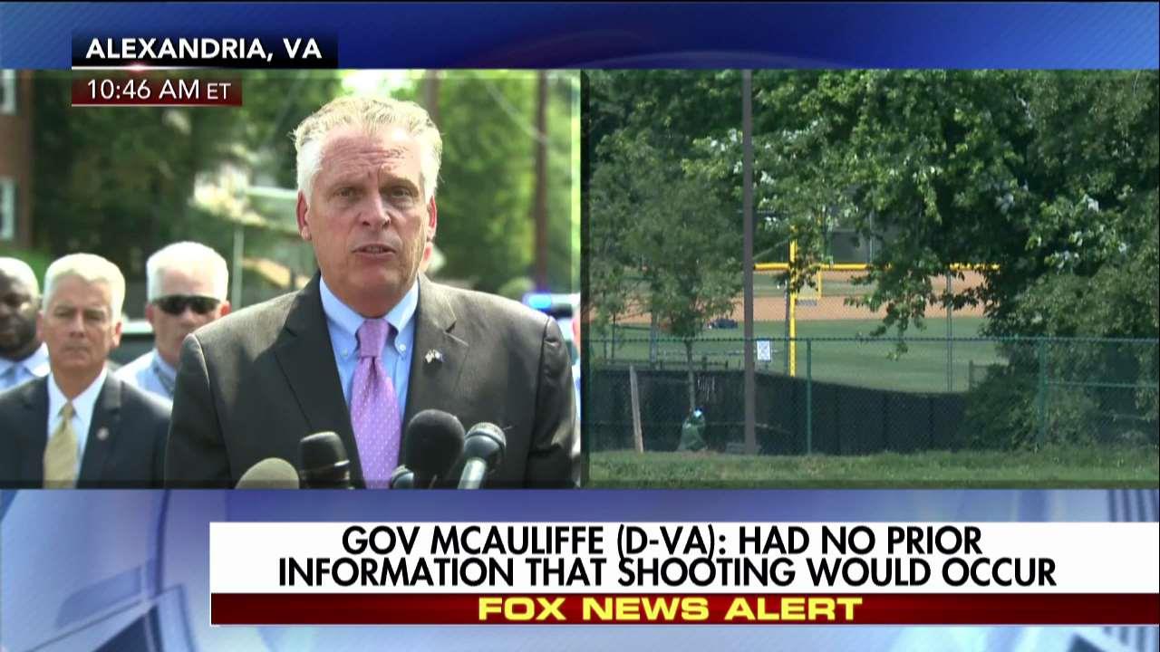 McAuliffe calls for gun control.