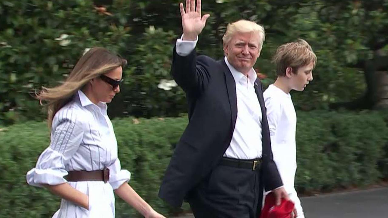 President Trump, Melania and Barron visit Camp David