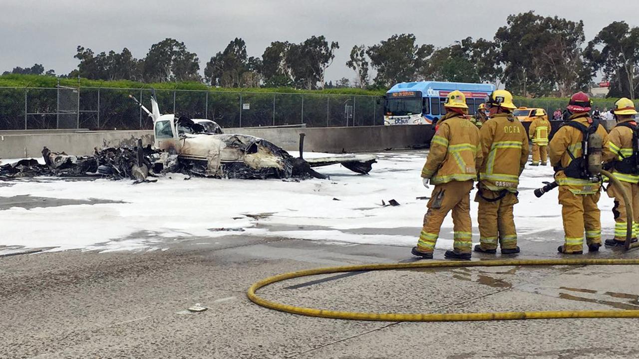 Small plane crashes on California highway 