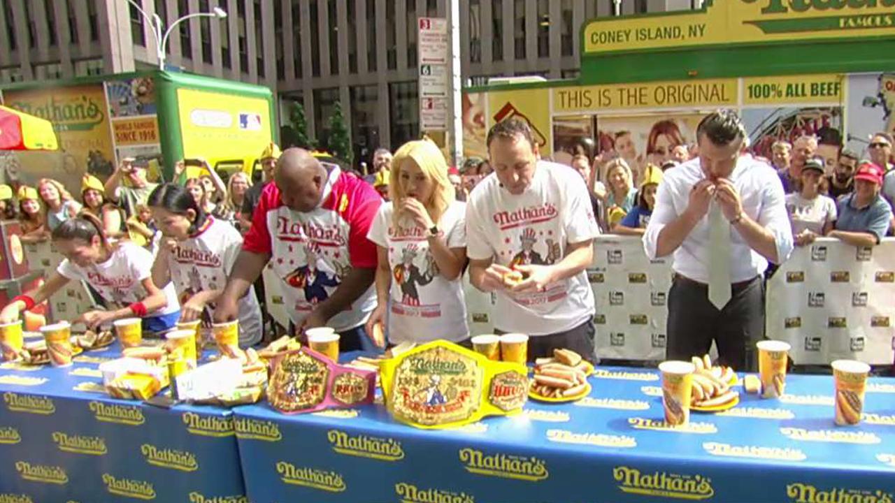 Fox & Friends' hosts Nathan's Famous hot dog eating contest