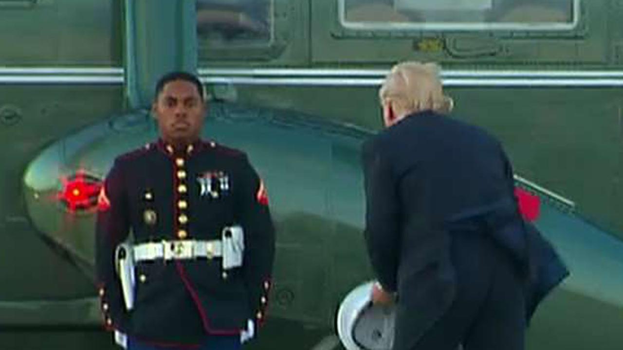 President Trump picks up Marine's hat in viral video