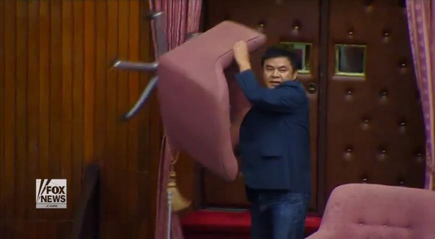 Taiwan's parliament breaks out in a brawl