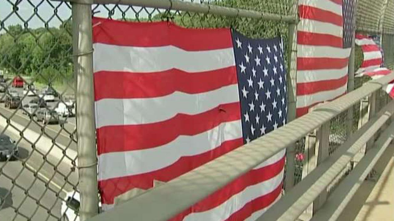 American flags hung on Massachusetts overpasses destroyed