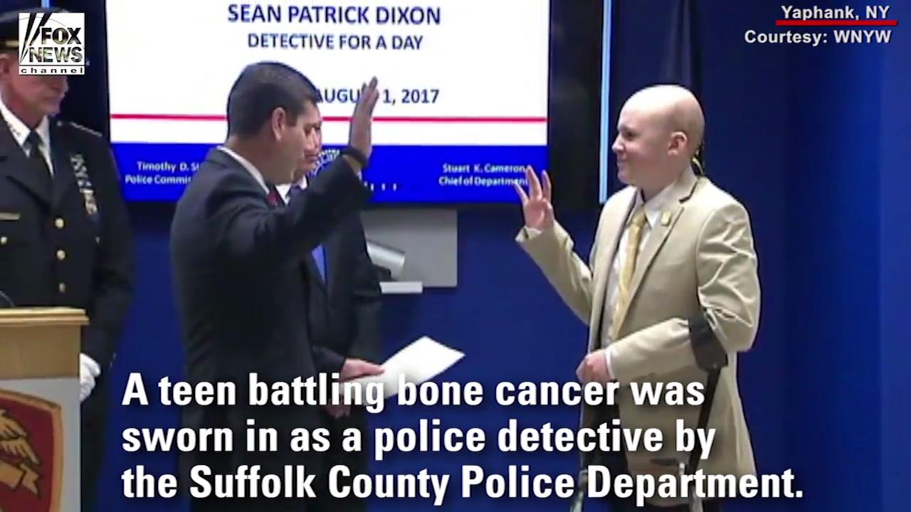Teen battling bone cancer sworn in as police detective