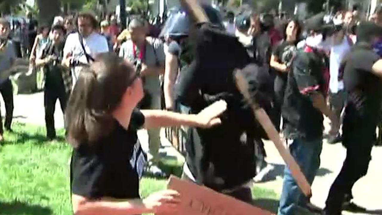 Antifa protesters storm rally at Berkeley