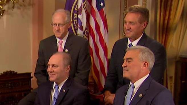 Steve Scalise joined by lawmakers who helped save his life