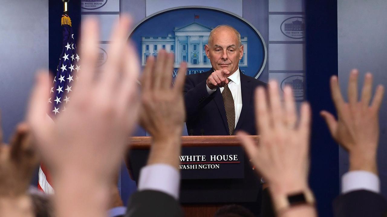 John Kelly takes questions from, about the press