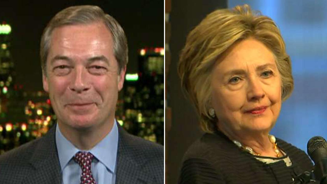 Farage reacts after Clinton blames him for election loss