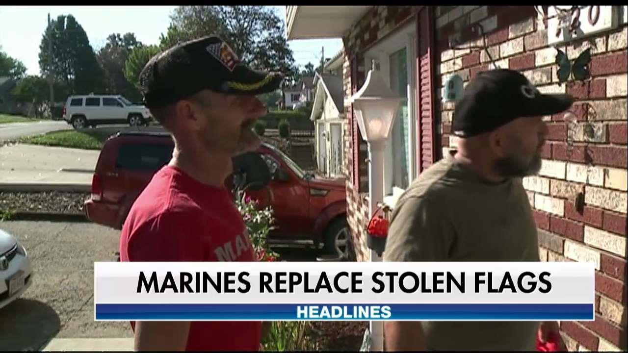 Marines replace widow's stolen flags