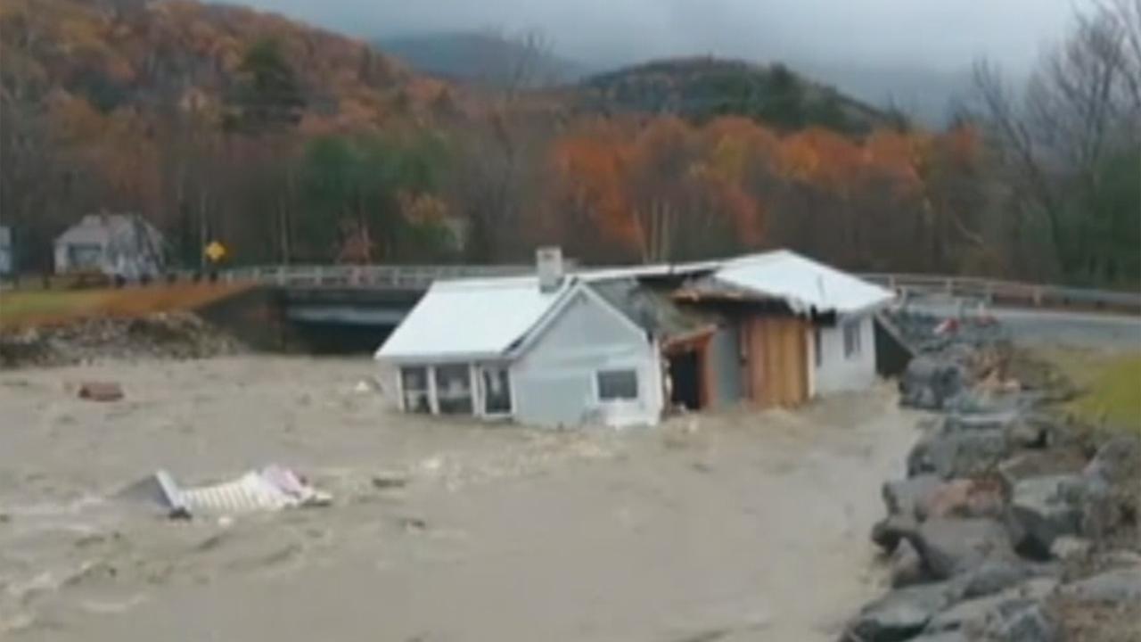 Home swept away by intense floodwaters in New Hampshire