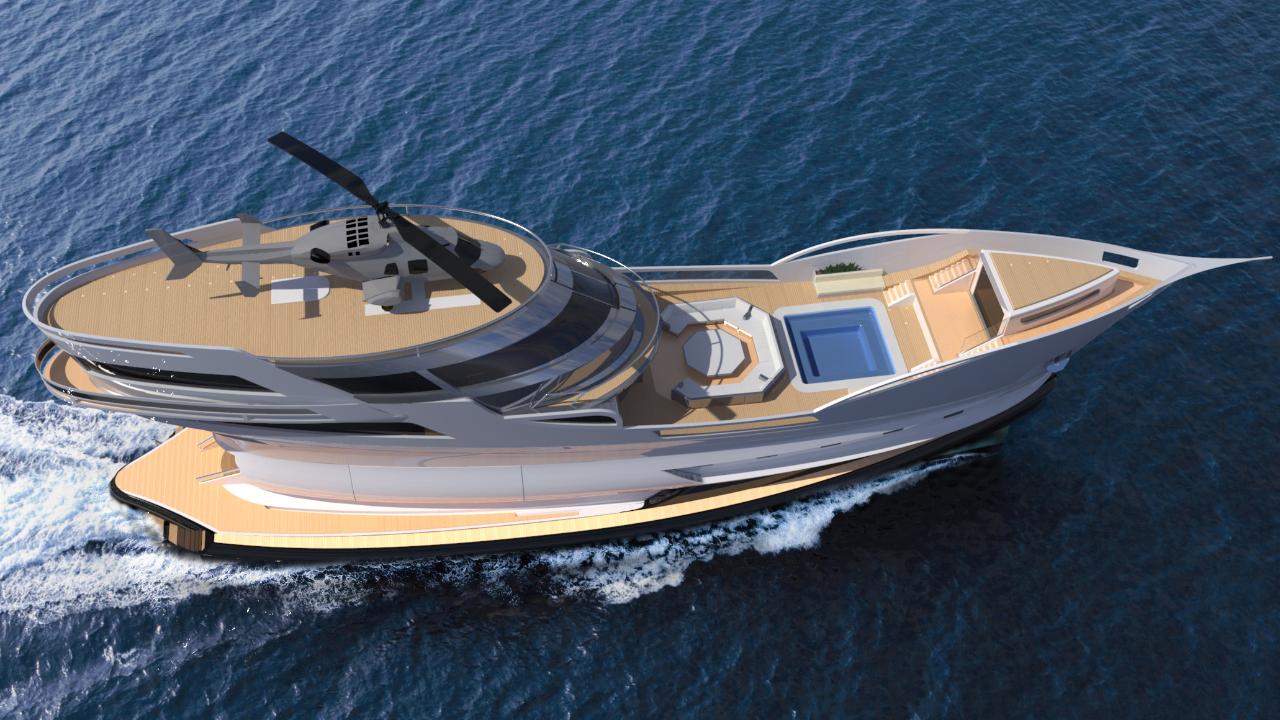 Super yacht will have a garage and a helipad