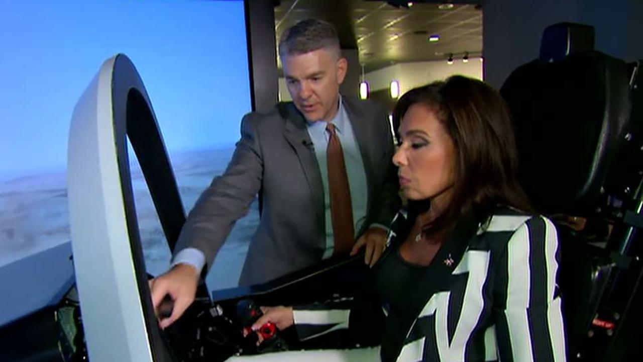 Judge Jeanine tries the F-35 cockpit simulator