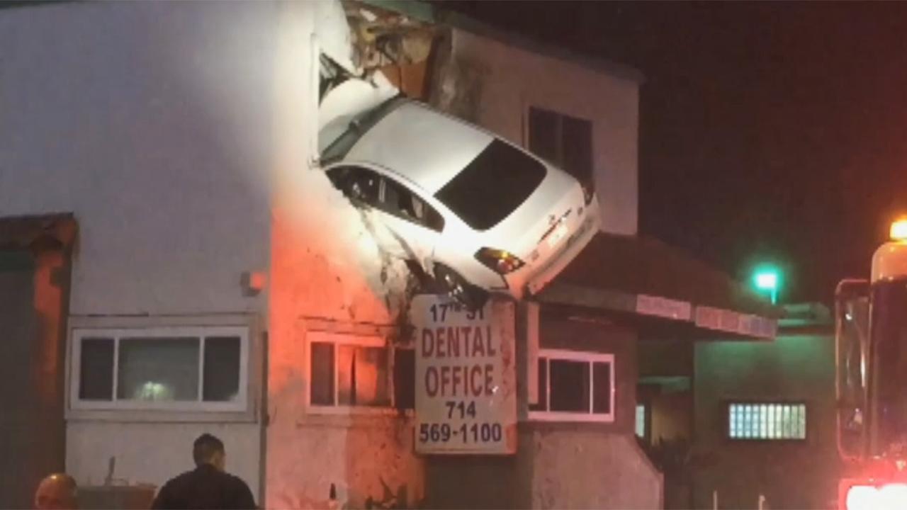 Drugged driver crashes car into second story of California building, officials say