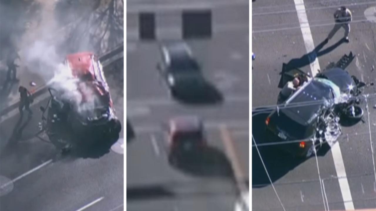 High-speed police pursuit ends in violent head-on collision