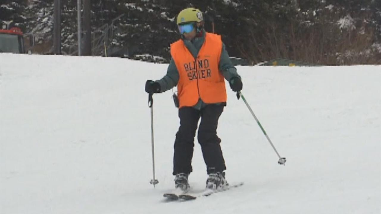 85-year-old blind skier hits the slopes