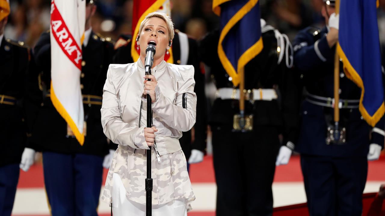 Pink channels Whitney Houston while battling the flu for the Super Bowl 52 National  Anthem