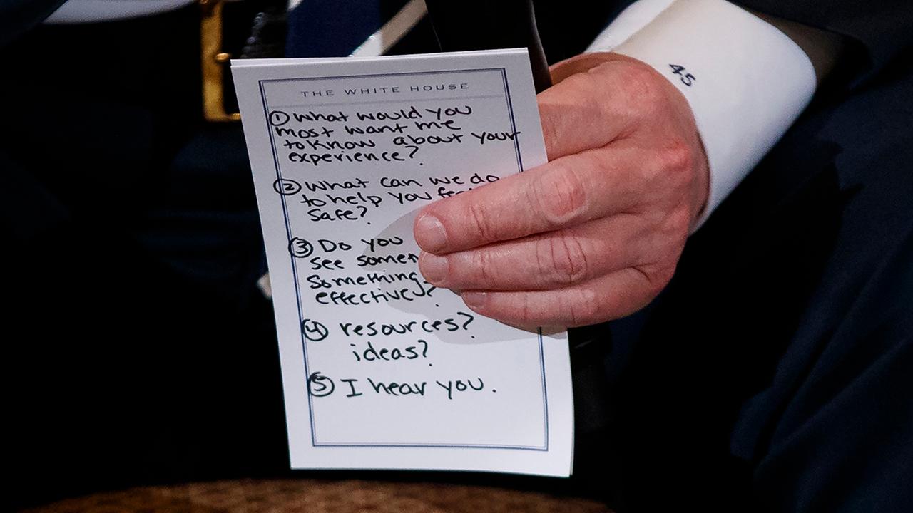Critics mock Trump's notes for school safety meeting