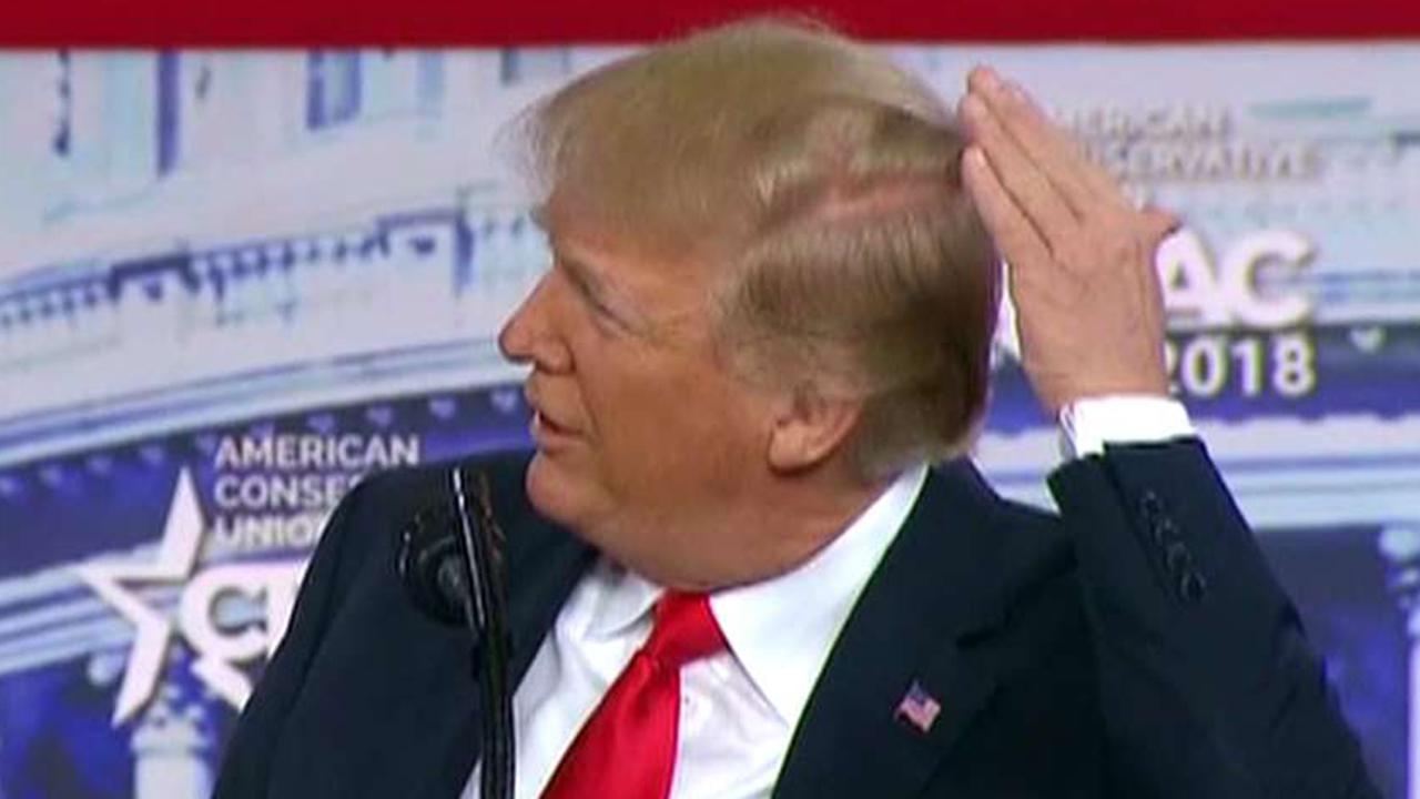 Trump jokes about bald spot at CPAC 2018