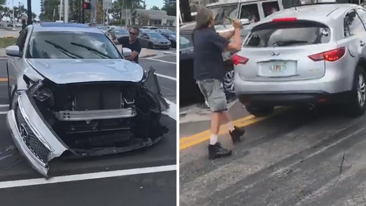 Man smashes out windows of SUV trying to flee accident scene