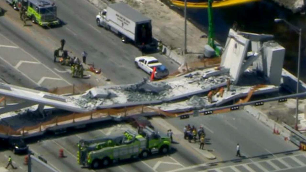 Pedestrian bridge collapses in Miami
