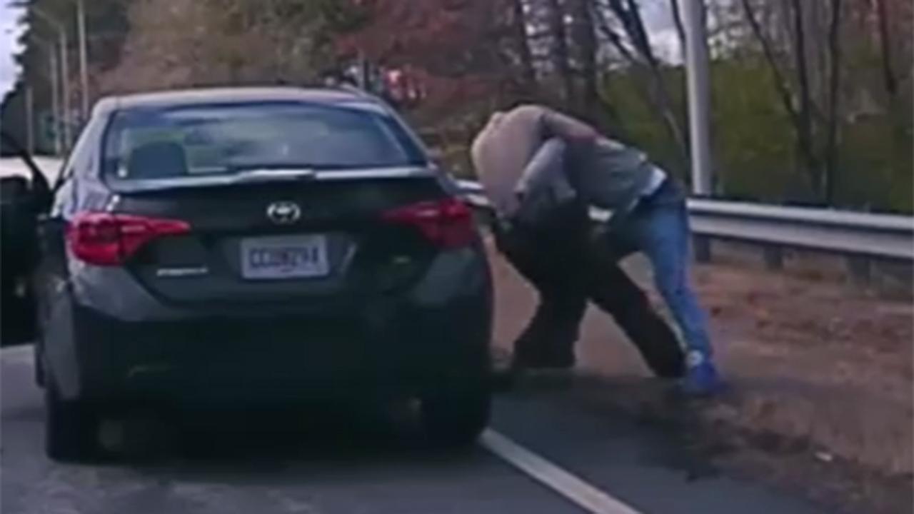 Suspect wrestles cop to ground before fleeing traffic stop