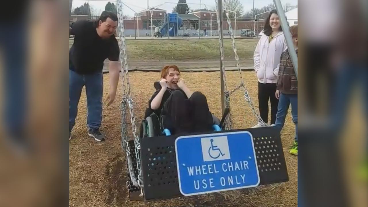Boy's delight over new wheelchair swing will warm your heart