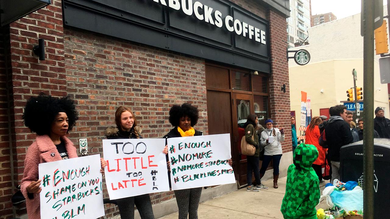 Dozens protest at Starbucks in Philadelphia