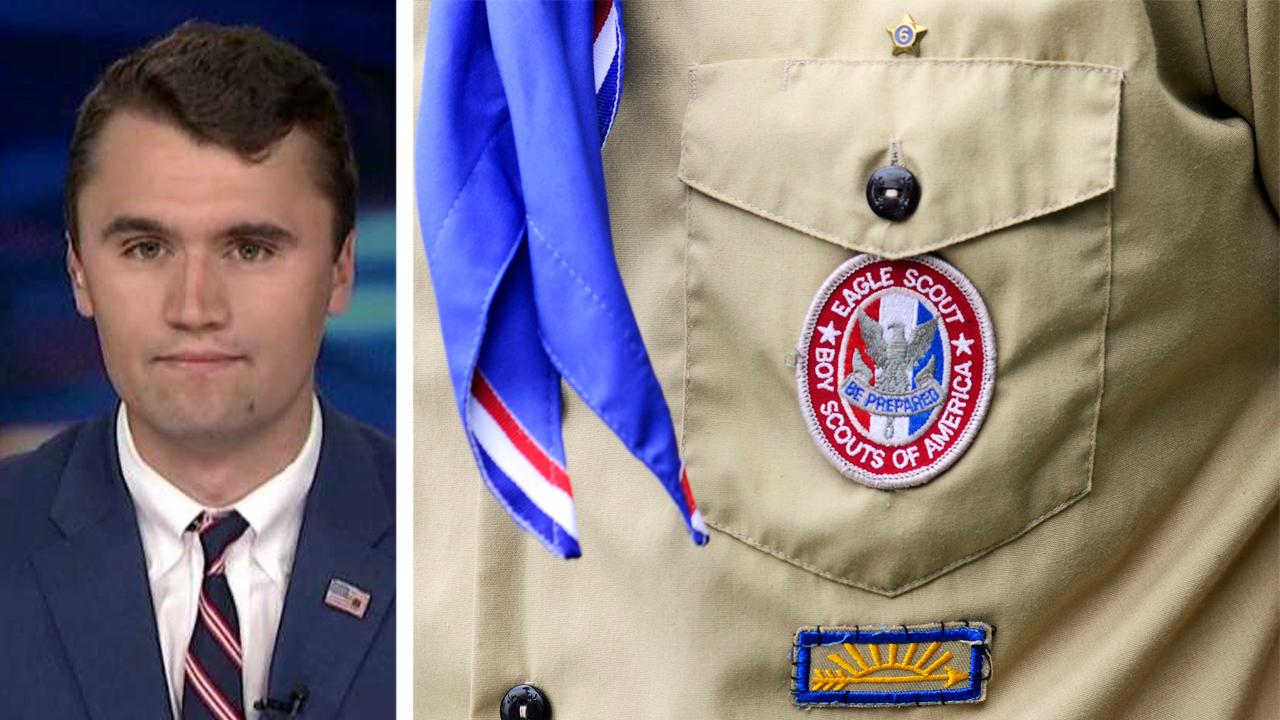 Charlie Kirk reacts as girls begin joining the Boy Scouts