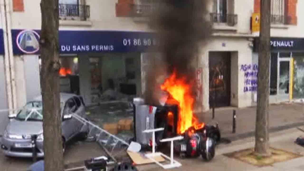 French May Day protests against reforms turn violent
