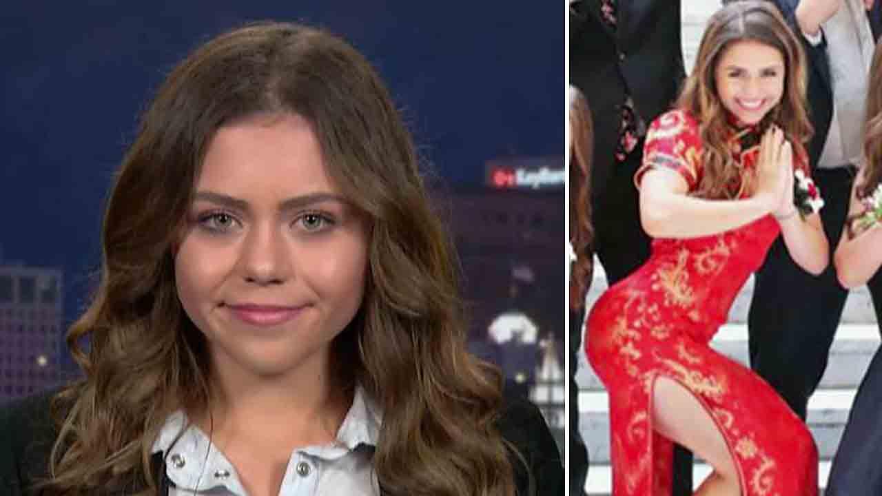 girl wears chinese prom dress