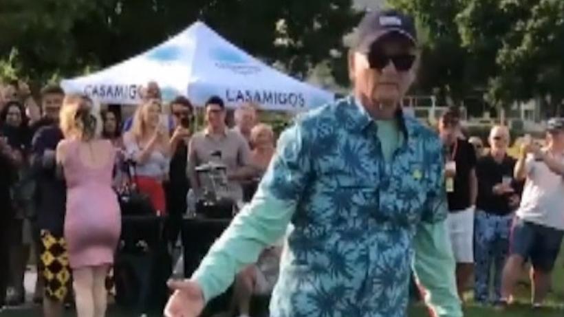 Bill Murray participates in couple's golf gender reveal