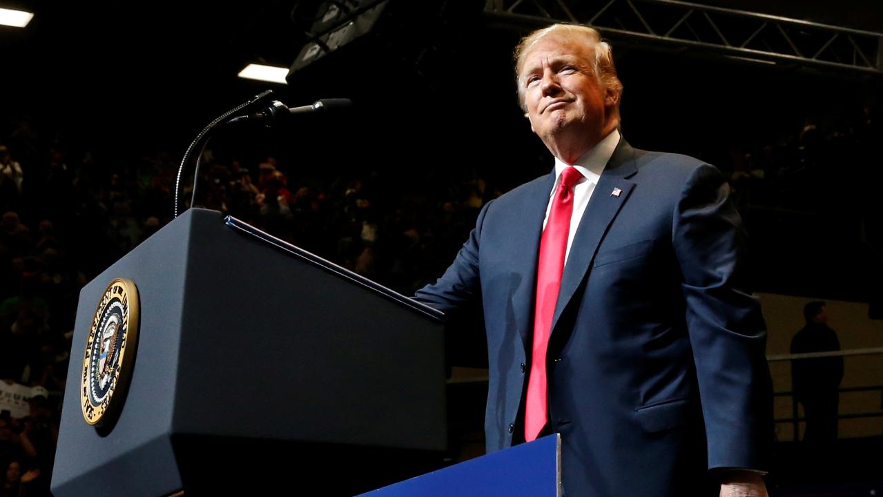 Trump touts accomplishments, debuts 2020 slogan in Indiana