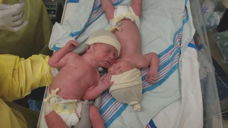 Newborn twin brothers comfort each other in sweet video 