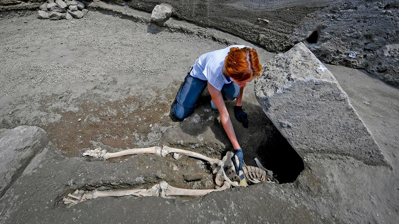 Skeleton of man crushed during eruption unearthed in Pompeii