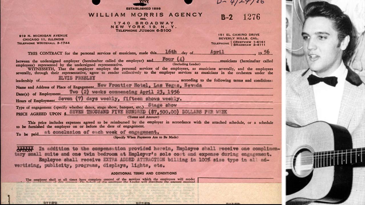 Elvis Presley’s first Las Vegas contract up for auction