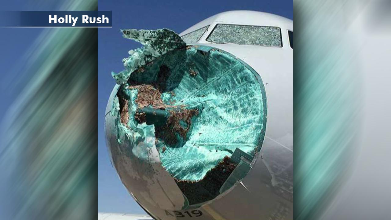 Dramatic new pictures of plane damaged in hail storm