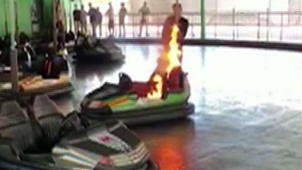 Bumper car catches fire at North Carolina theme park